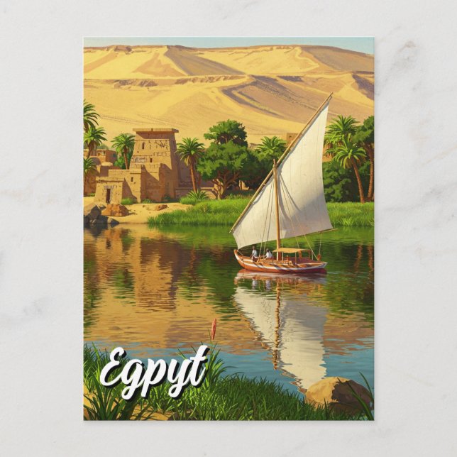 Egypten Nile Felucca Vykort (Framsida)