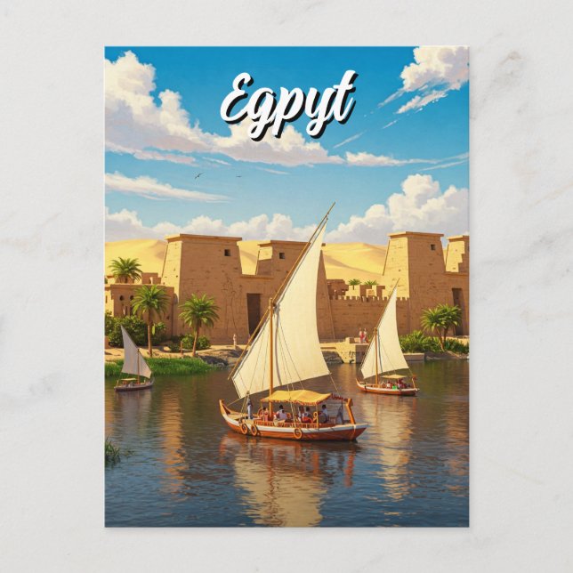Egypten Nile Felucca Vykort (Framsida)