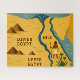 Egypten Nile Karta Mystique Puzzle Blue Guld Pussel