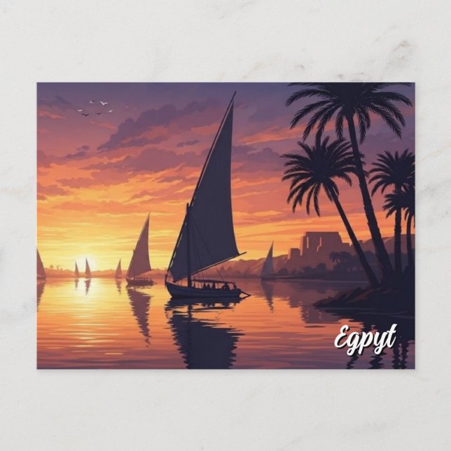 Egypten Nilen Felucca Vykort (Framsida)