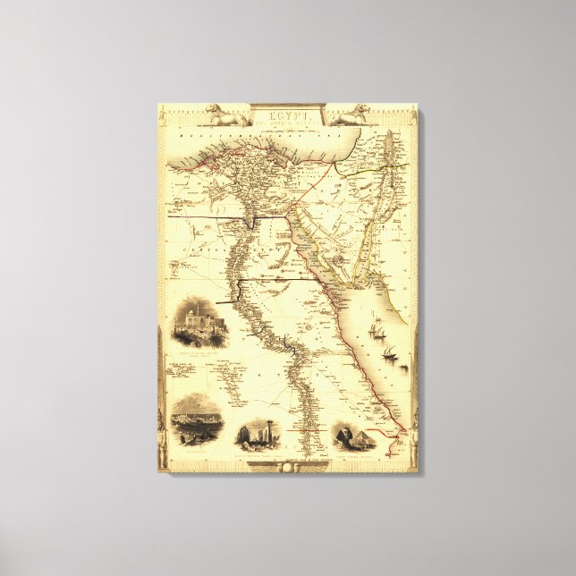 Egypten och ArabienPanoramisk kartaEgypten Canvastryck (Framsida)