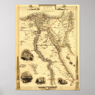 Egypten och ArabienPanoramisk kartaEgypten Poster
