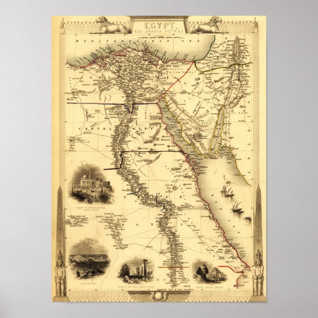 Egypten och ArabienPanoramisk kartaEgypten Poster (Framsidan)