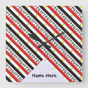 Egypten och egyptisk Flagga Klindad med ditt namn Fyrkantig Klocka