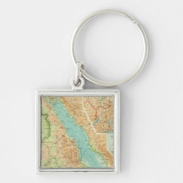 Egypten och Nilen Fyrkantig Silverfärgad Nyckelring (Framsidan)