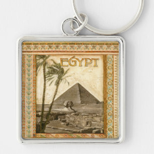 Egypten pyramid fyrkantig silverfärgad nyckelring