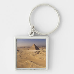 Egypten, pyramiderna vid Giza, Khafre, Khufu, Menk Fyrkantig Silverfärgad Nyckelring