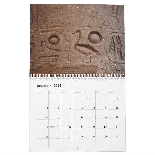 Egypten skönheten finns i detaljen - anpassad kalender (Jan 2026)