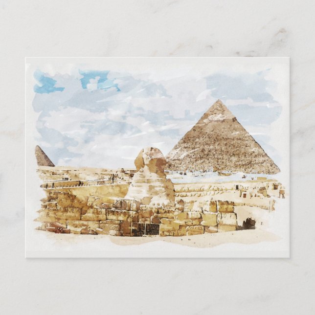 Egypten Sphinx Giza Pyramids Traveling Fine Art Vykort (Framsida)