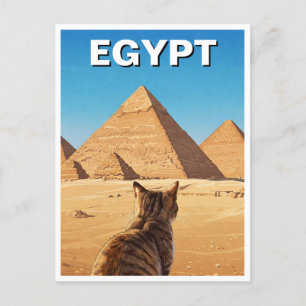 Egypten Sphinx Pyramids of Giza Cat Vykort