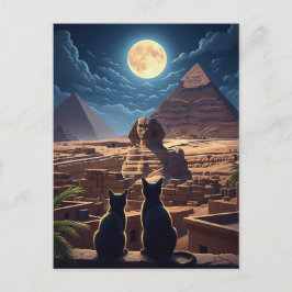 Egypten Sphinx Pyramids of Giza Cats Vykort