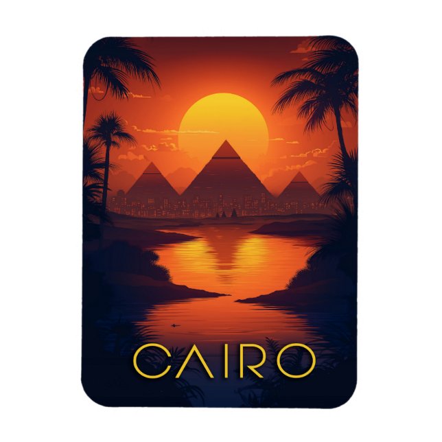 Egypten Sunset: Pyramids and Nile River Magnet (Vertikal)