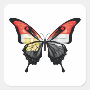 Egypten Swallowtail Butterfly Flagga Sticker Fyrkantigt Klistermärke