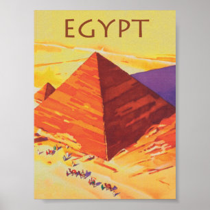 Egypten, Underbara pyramider, Retro Vintage resor Poster