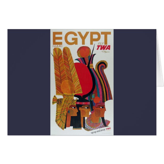 Egypten Vintage Luft Travel Ancisturism Turism Hälsningskort (Framsidan Horizontal)