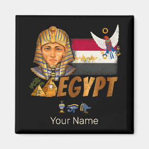 Egypten Vintage Pharaoh Flagga och Pyramids Souven Magnet