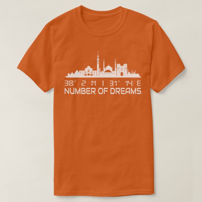 Egyptenen Cairo Skyline Gps Coordinates T Shirt (Design framsida)
