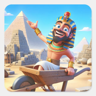 Egyptenen Fantasy Cute Pharaoh Pyramids Fyrkantigt Klistermärke