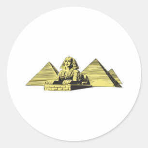 Egyptenen Sphinx Pyramid Runt Klistermärke