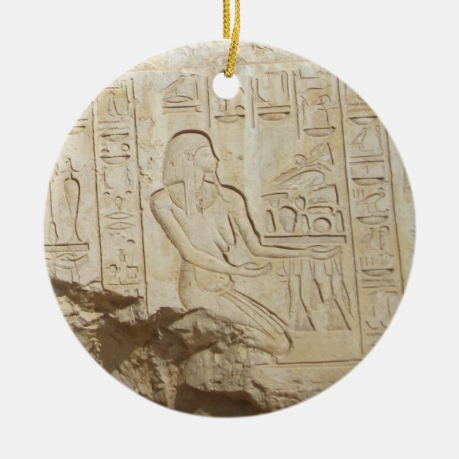 Egyptenens hieroglyph-ornament julgransprydnad keramik (Framsidan)