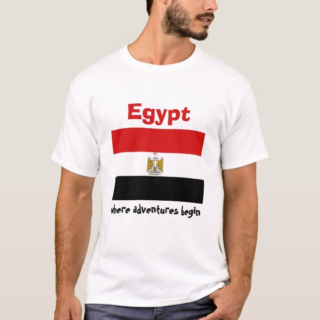Egyptenflagga + Karta + TextT-tröja Tee (Framsida)