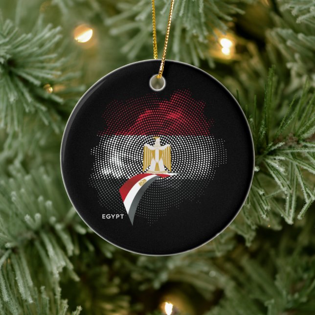 Egyptens flagga julgransprydnad keramik (Träd)