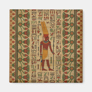 Egyptian Amun Ra - Amun Re Ornament på papyrus Magnet