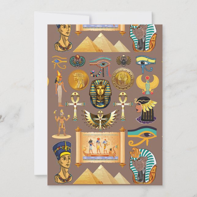 Egyptian Ancient Hieroglyphic Pattern Symbol Julkort (Framsida)