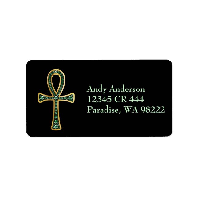 Egyptian Anhk med Emeralds Adressetikett (Framsidan)
