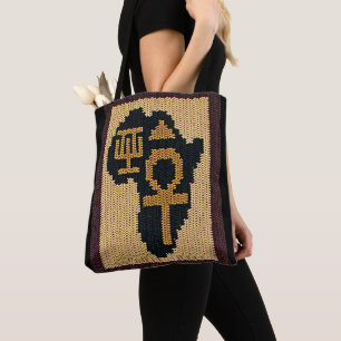 Egyptian Ankh Afrika Adinkra Artisan Crochet Print Tygkasse