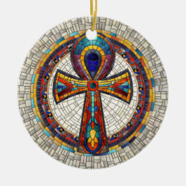 Egyptian Ankh Kor - Mosaic Art Julgransprydnad Keramik