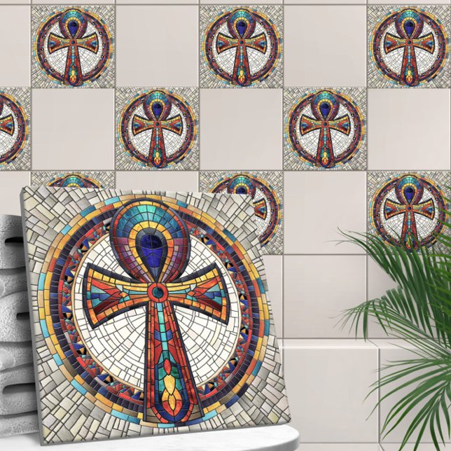 Egyptian Ankh Kor - Mosaic Art Kakelplatta (Skapare uppladdad)
