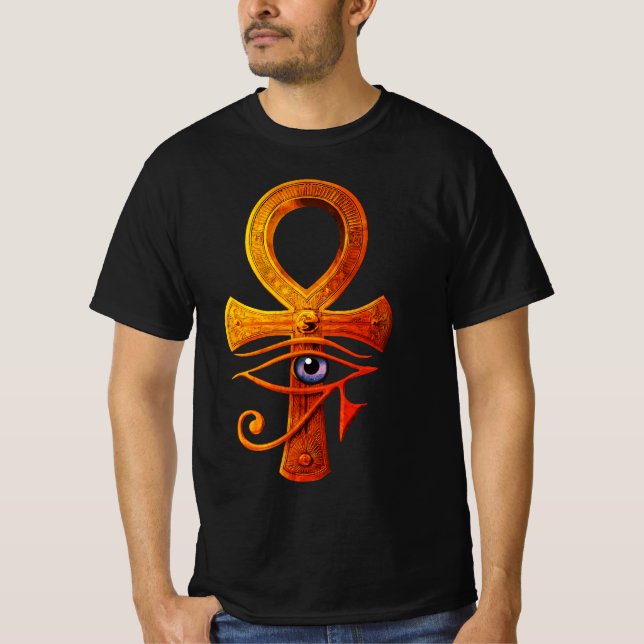 Egyptian Ankh Öga av Horus Ancient Symbol Protecti T Shirt (Framsida)