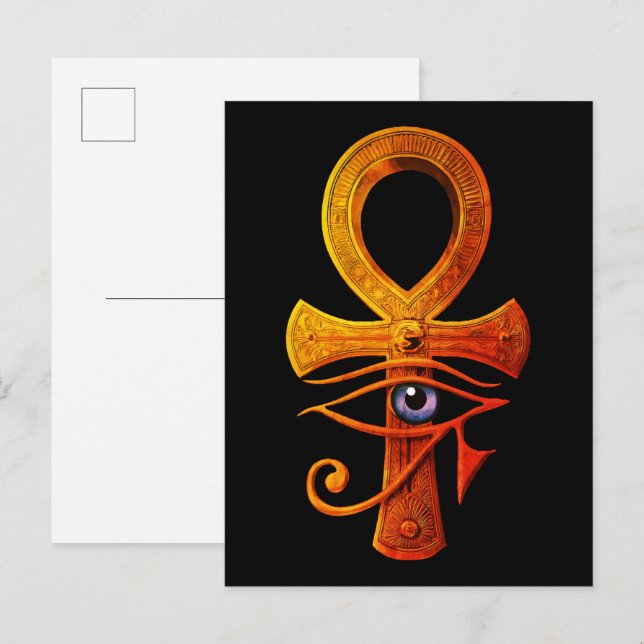 Egyptian Ankh Öga av Horus Ancient Symbol Protecti Vykort (Fram/baksida)