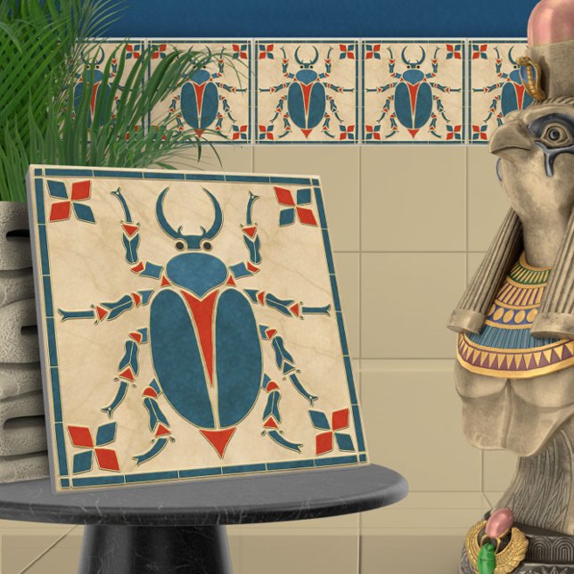 Egyptian Art Deco Scarab Beetle Kakelplatta (Skapare uppladdad)