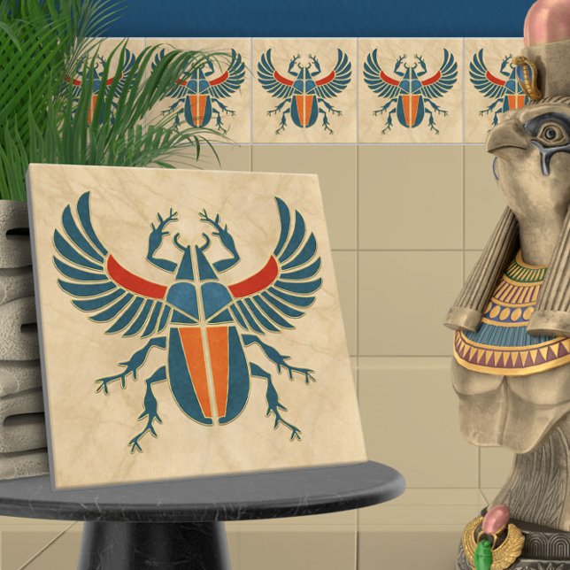 Egyptian Art Deco Scarab Beetle Kakelplatta (Skapare uppladdad)
