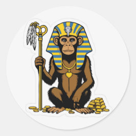 Egyptian Baboon Guld Treasure Sticker Runt Klistermärke