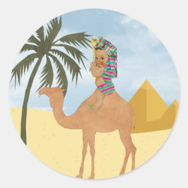 Egyptian Baby Shower Sticker med Vintage Baby Runt Klistermärke