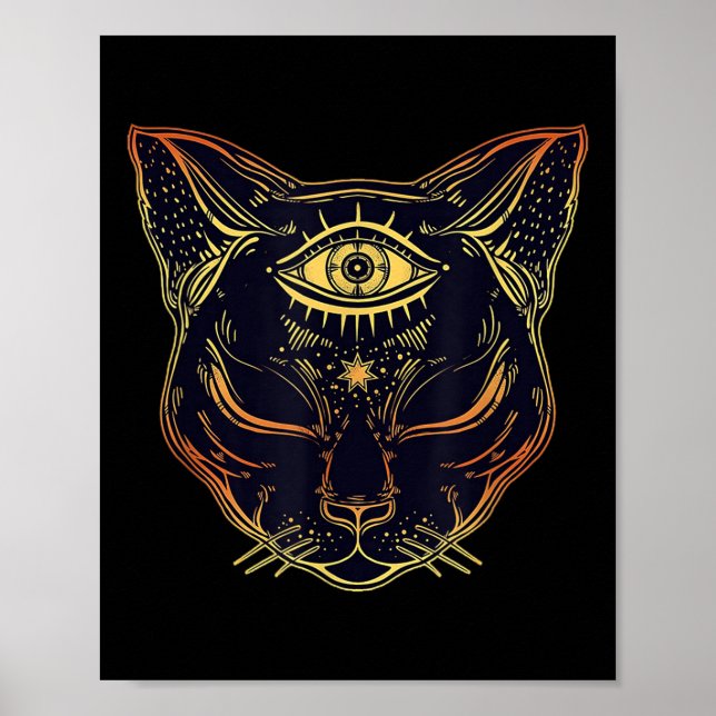 Egyptian Black Cat Halloween Boho - Gothic Witchcr Poster (Framsidan)