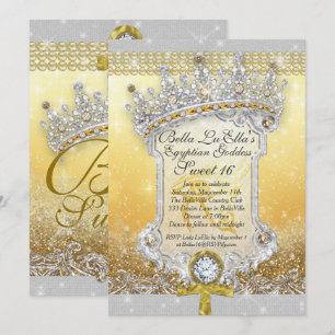 Egyptian Bling Sweet 16 Quince-inbjudningar Inbjudningar