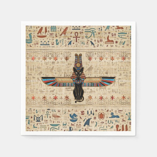 Egyptian Cat - Bastet on papyrus Pappersservett (Framsidan)