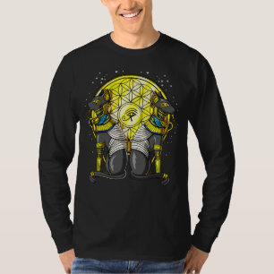 Egyptian Cat Goddess Bastet Ankh Helig Geometry T Shirt