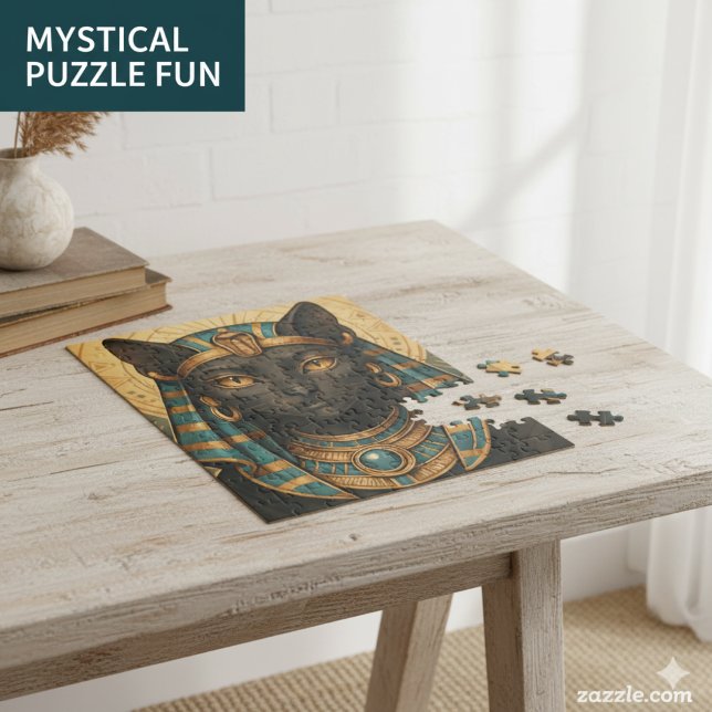 Egyptian Cat Goddess | Bastet Golden Puzzle Pussel (Skapare uppladdad)