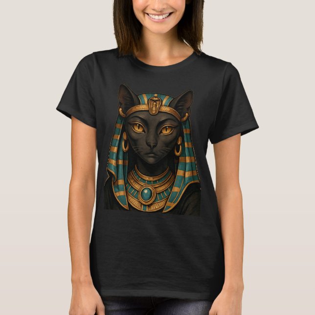 Egyptian Cat Goddess | Bastet Golden T Shirt (Framsida)
