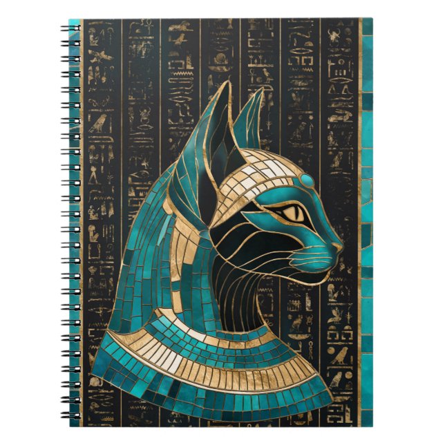 Egyptian Cat Goddess Bastet - Mosaic Art Anteckningsbok (Framsidan)