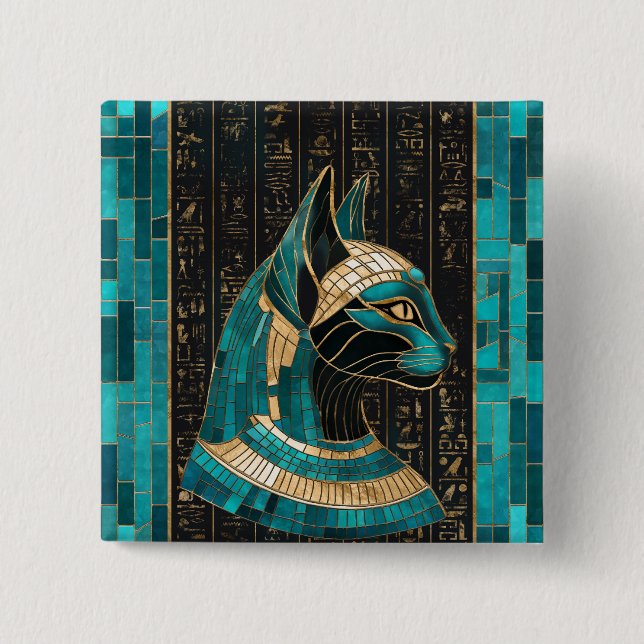 Egyptian Cat Goddess Bastet - Mosaic Art Knapp (Framsida)