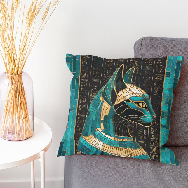 Egyptian Cat Goddess Bastet - Mosaic Art Kudde (Skapare uppladdad)