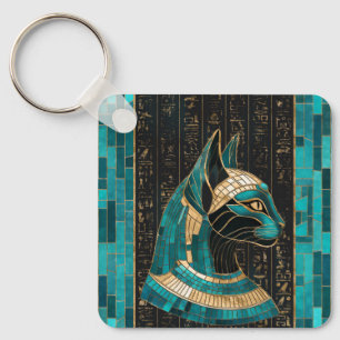Egyptian Cat Goddess Bastet - Mosaic Art Nyckelring
