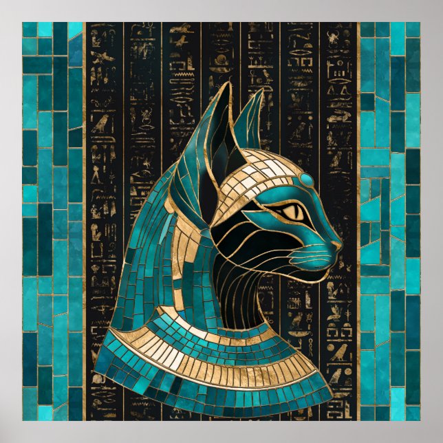 Egyptian Cat Goddess Bastet - Mosaic Art Poster (Framsidan)