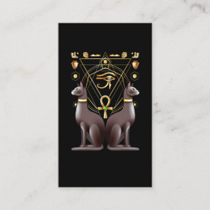 Egyptian Cat Horus Öga Ankh Helig Geometry Visitkort